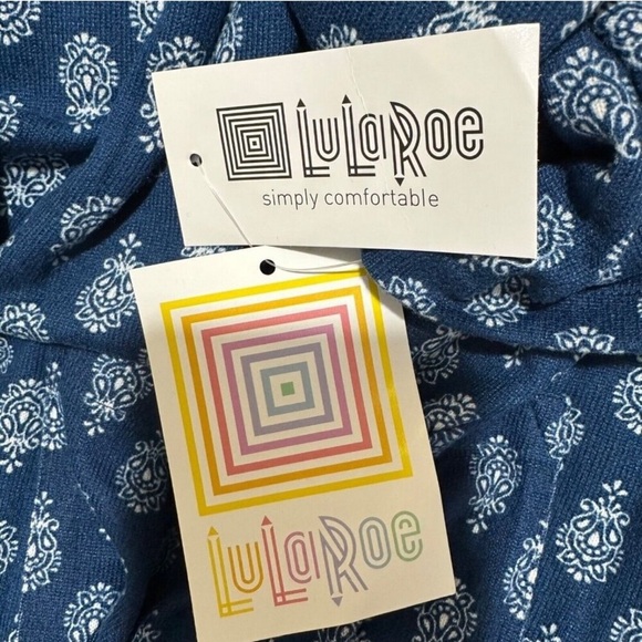 LuLaRoe Blue and White Patterned Open Front Cardigan Size XL - Picture 4 of 8